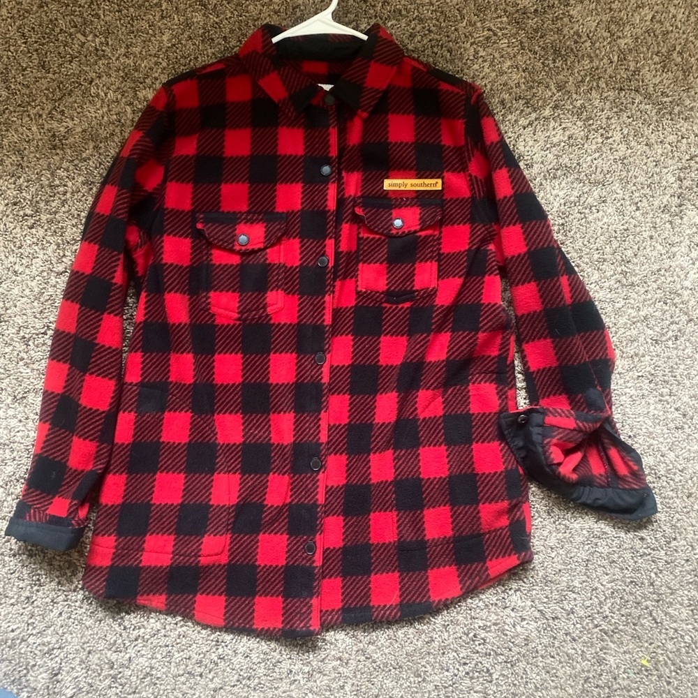 Simply southern -Red and Black Fleece Flannel, S